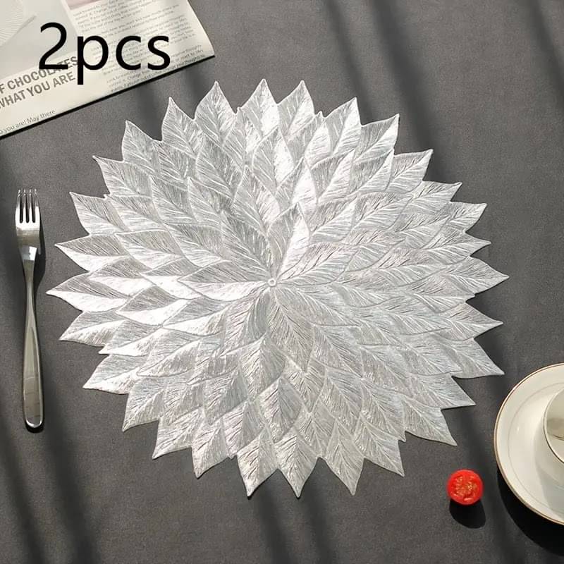 Dakshya Industries PVC Floral Round Table Mats ( 38 cm x 38 cm ) Pack of 2 - Silver     			Dakshya Industries PVC Floral Round Table Mats ( 38 cm x 38 cm ) Pack of 2 - Silver