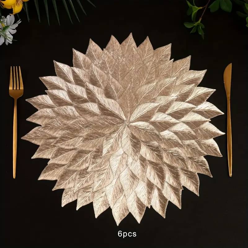 Dakshya Industries PVC Floral Round Table Mats ( 38 cm x 38 cm ) Pack of 6 - Gold Dakshya Industries PVC Floral Round Table Mats ( 38 cm x 38 cm ) Pack of 6 - Gold
