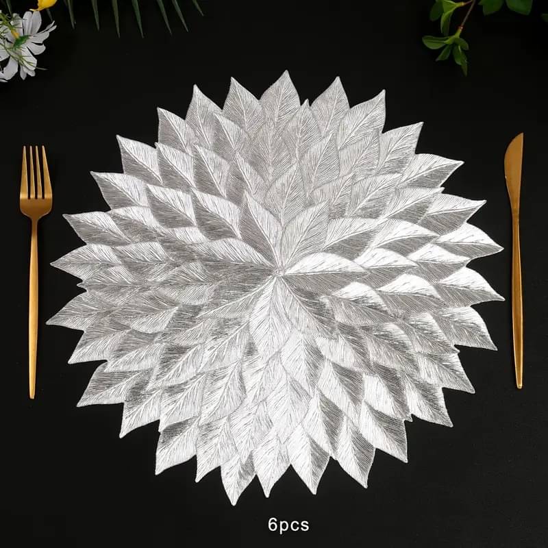 Dakshya Industries PVC Floral Round Table Mats ( 38 cm x 38 cm ) Pack of 6 - Silver     			Dakshya Industries PVC Floral Round Table Mats ( 38 cm x 38 cm ) Pack of 6 - Silver
