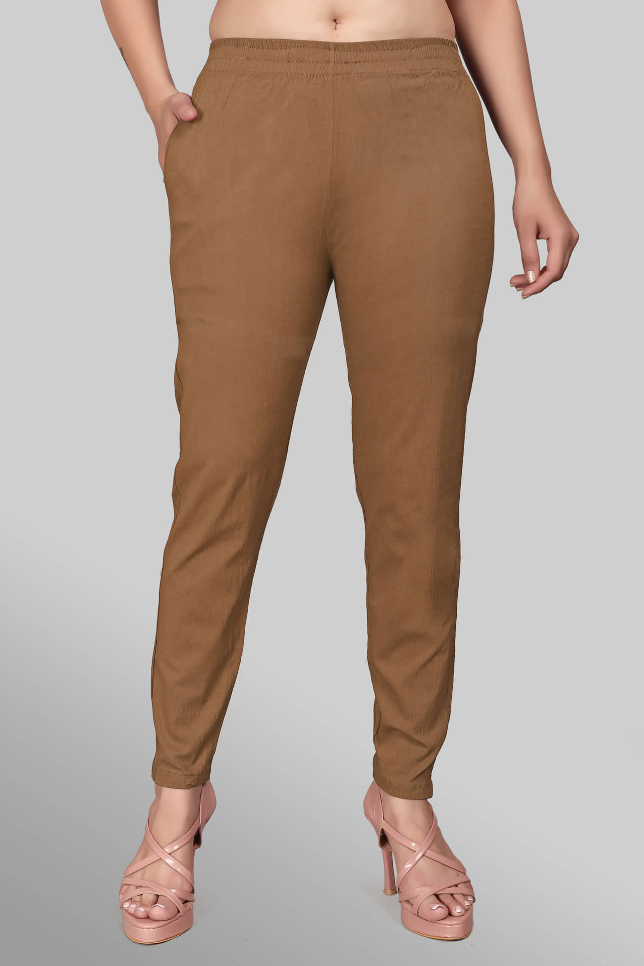 Devakii Women Cotton Casual Trousers ( Khaki ) - Trousers | Buy online on ZillyBuy