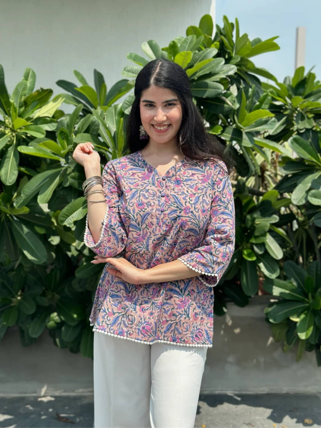     			Estela Women Cotton Printed Straight Kurti ( Purple )