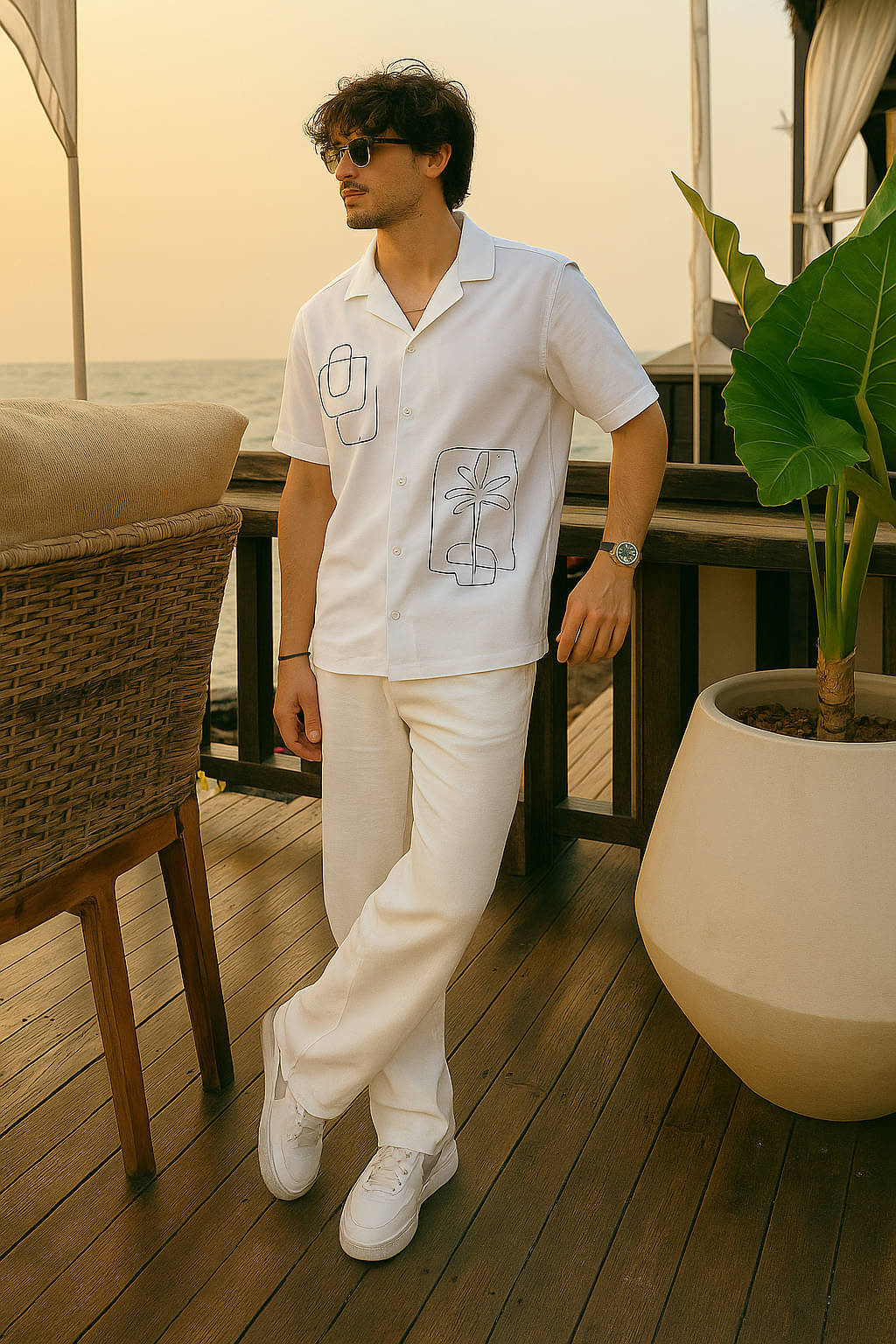     			FTX Polyester Regular Fit Embroidered Half Sleeves Men's Casual Shirt - White ( Pack of 1 )