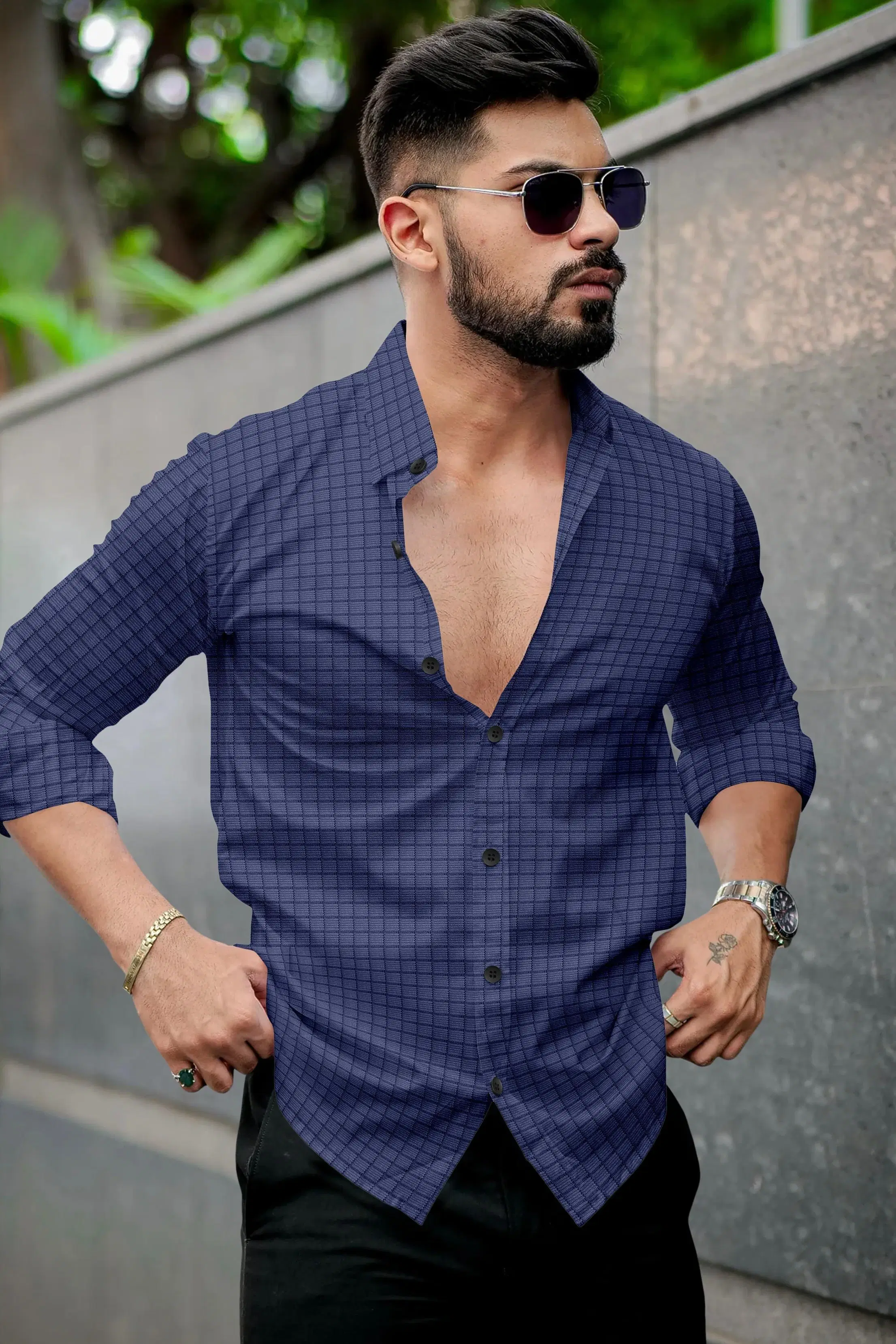 Fabzy Poly Cotton Regular Fit Checks Full Sleeves Men's Casual Shirt - Dark Blue ( Pack of 1 ) Fabzy Poly Cotton Regular Fit Checks Full Sleeves Men's Casual Shirt - Dark Blue ( Pack of 1 )
