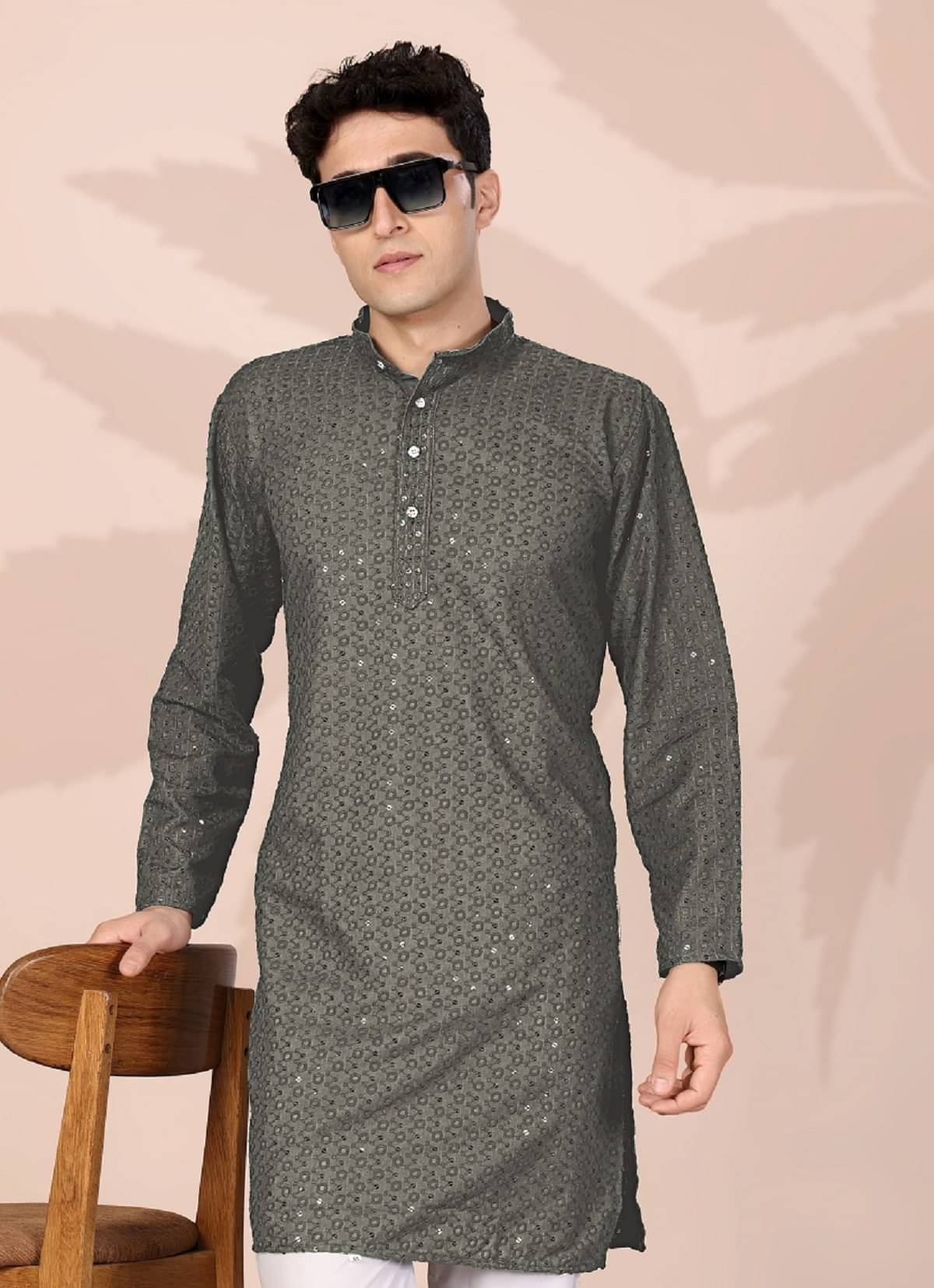     			Gazal Fashions Grey Cotton Men's Regular Kurta ( Pack of 1 )