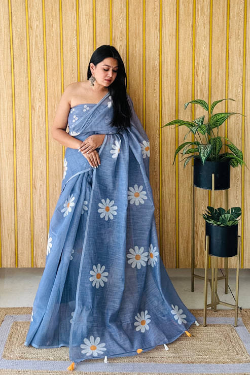 JULEE Linen Printed Regular Saree With Unstitched Blouse Piece ( Light Green ) JULEE Linen Printed Regular Saree With Unstitched Blouse Piece ( Light Green )