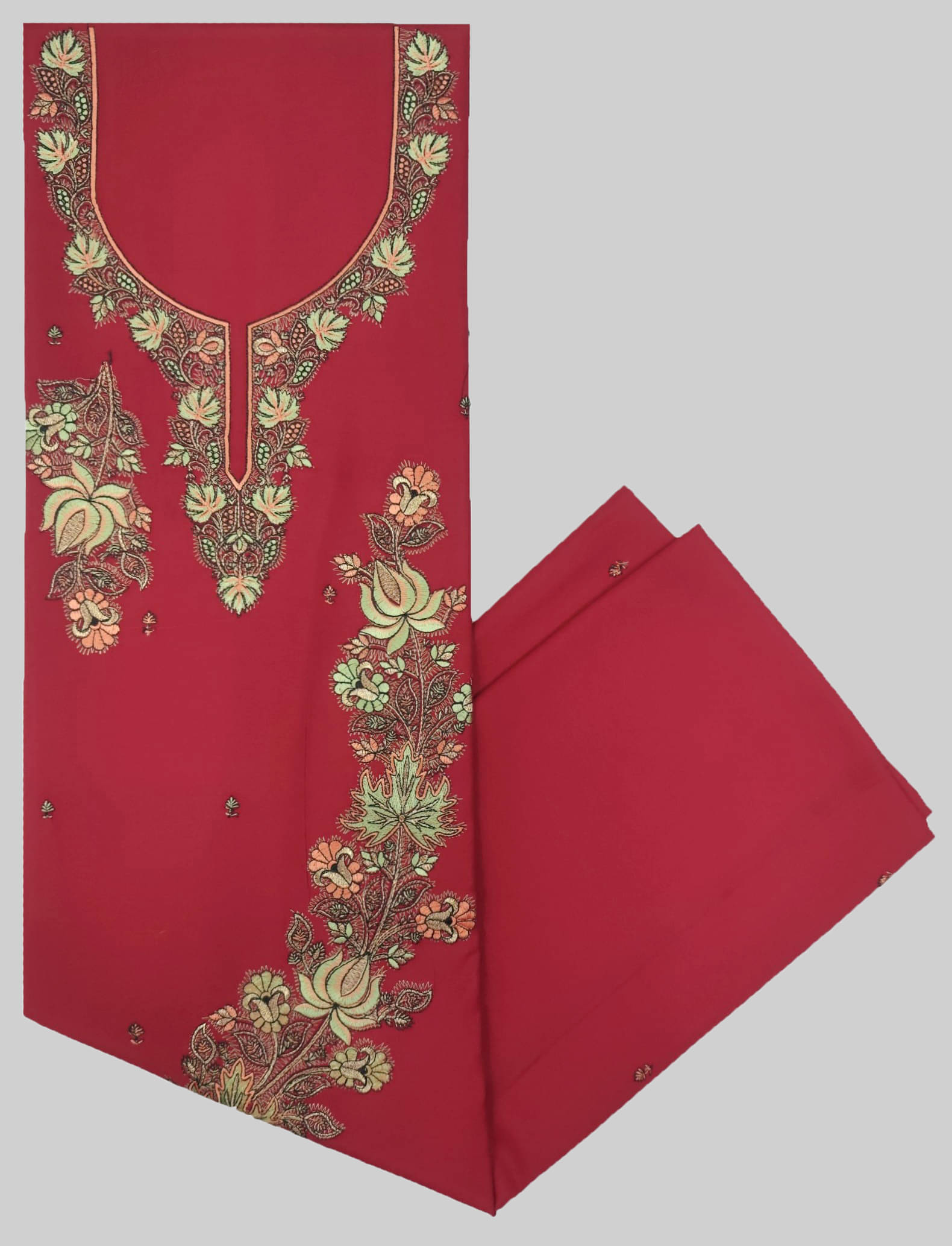     			KASHMIRI Women Cotton Blend Unstitched Dress Material ( Maroon )