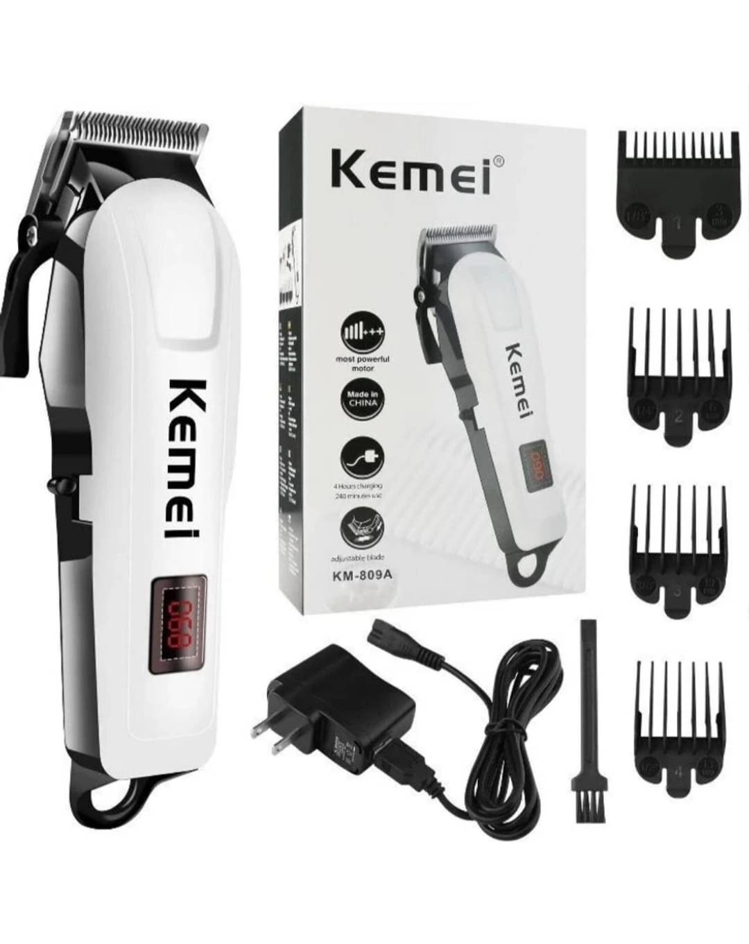    			KEMEI 809A Mini White Corded,Cordless Beard Trimmer With 120 minutes Runtime