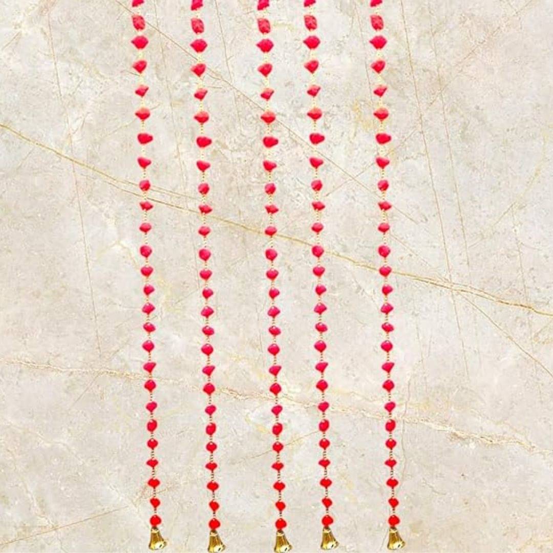 KOOGLY Long Cascading Red Crystal Beaded Dangle Earrings, Gold-Toned Base, Traditional Indian Style Statement Jewelry KOOGLY Long Cascading Red Crystal Beaded Dangle Earrings, Gold-Toned Base, Traditional Indian Style Statement Jewelry