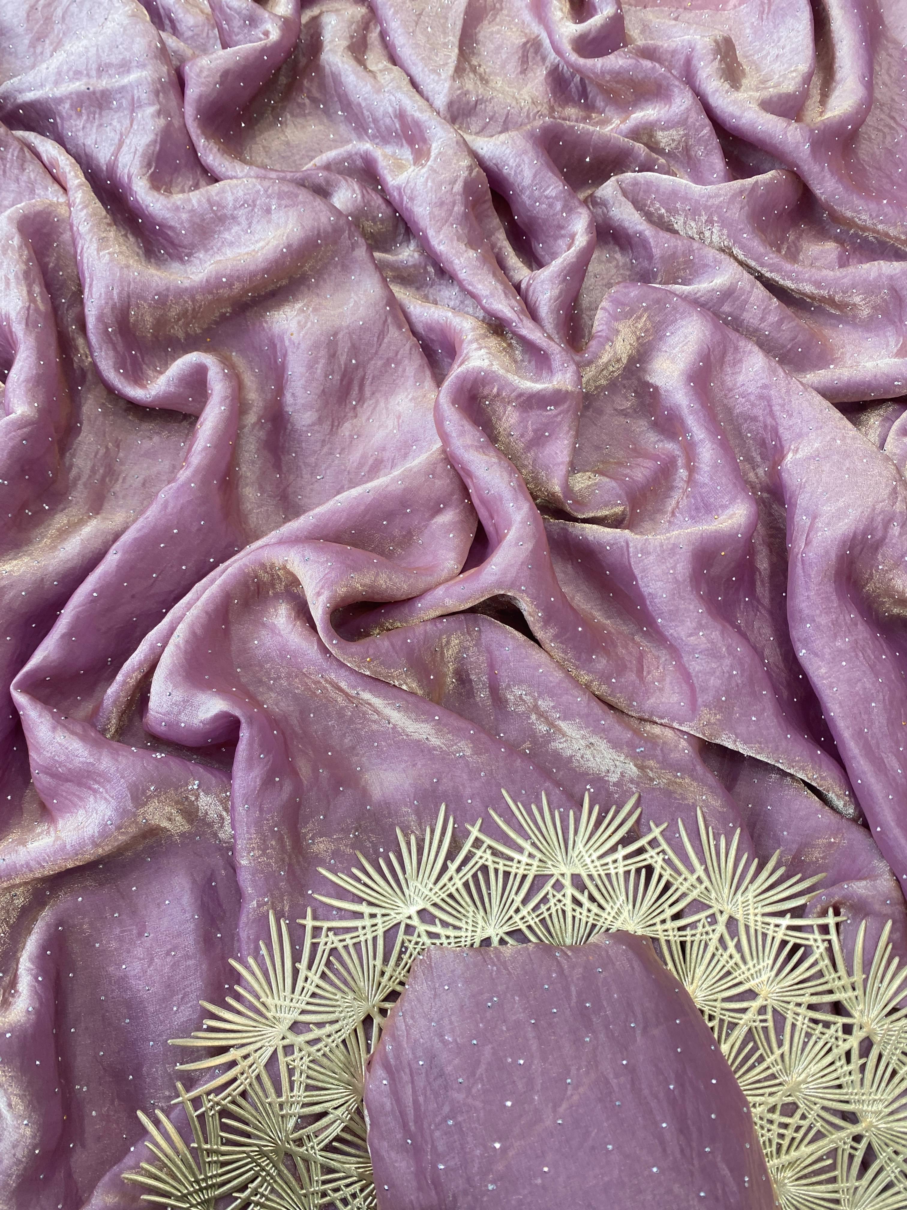     			KV Fashion Satin Embroidered Regular Saree With Unstitched Blouse Piece ( Nude )