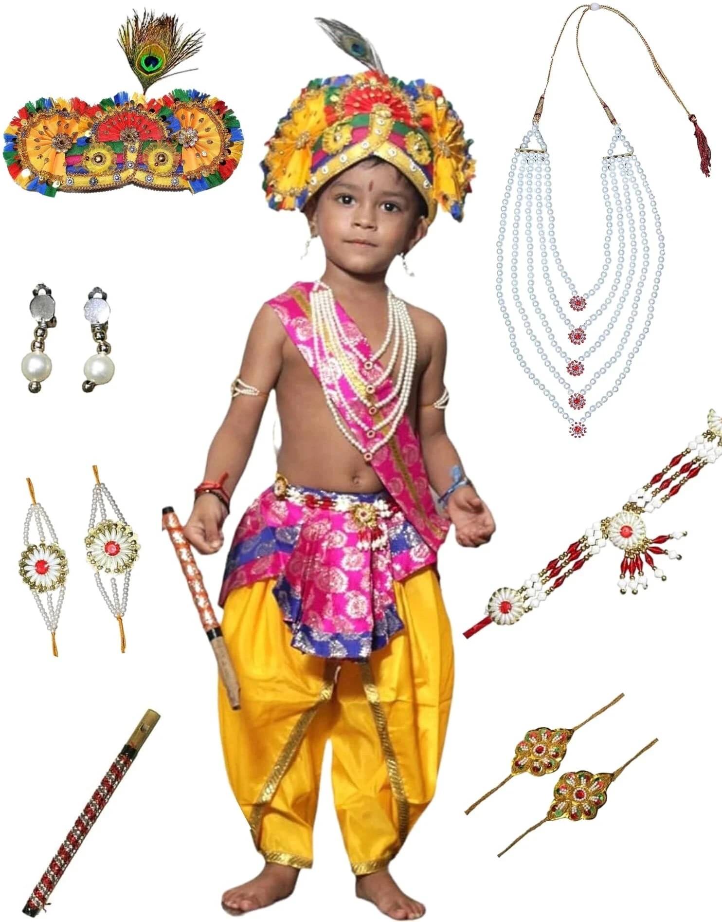 Kaku Fancy Dress Boys Krishna Costume ( Multicolor ) Kaku Fancy Dress Boys Krishna Costume ( Multicolor )