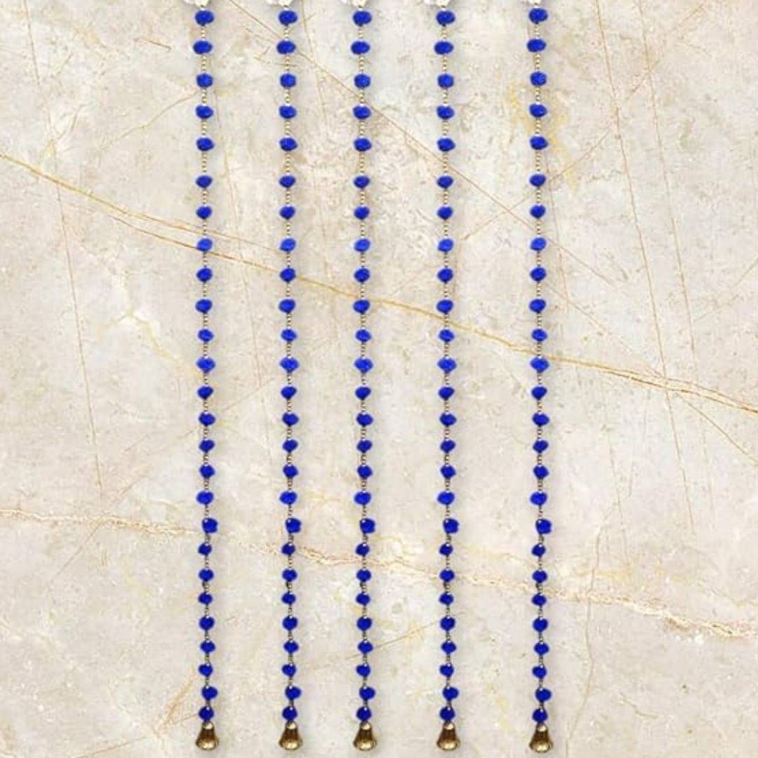 Koogly Handcrafted Decorative Beaded Door Curtain, Multicolor Glass Beads with Brass Bells, Red and Gold, Decorative Door String with Bell Tassels (Blue) (5)     			Koogly Handcrafted Decorative Beaded Door Curtain, Multicolor Glass Beads with Brass Bells, Red and Gold, Decorative Door String with Bell Tassels (Blue) (5)
