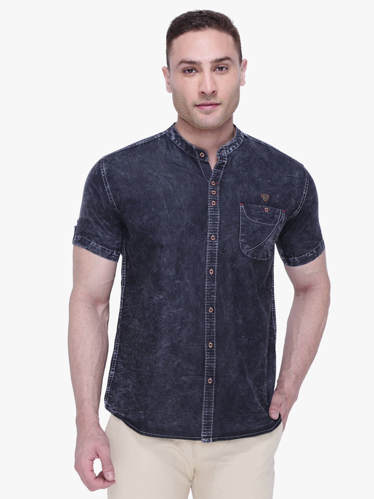     			Kuons Avenue Denim Regular Fit Solids Half Sleeves Men's Casual Shirt - Grey ( Pack of 1 )