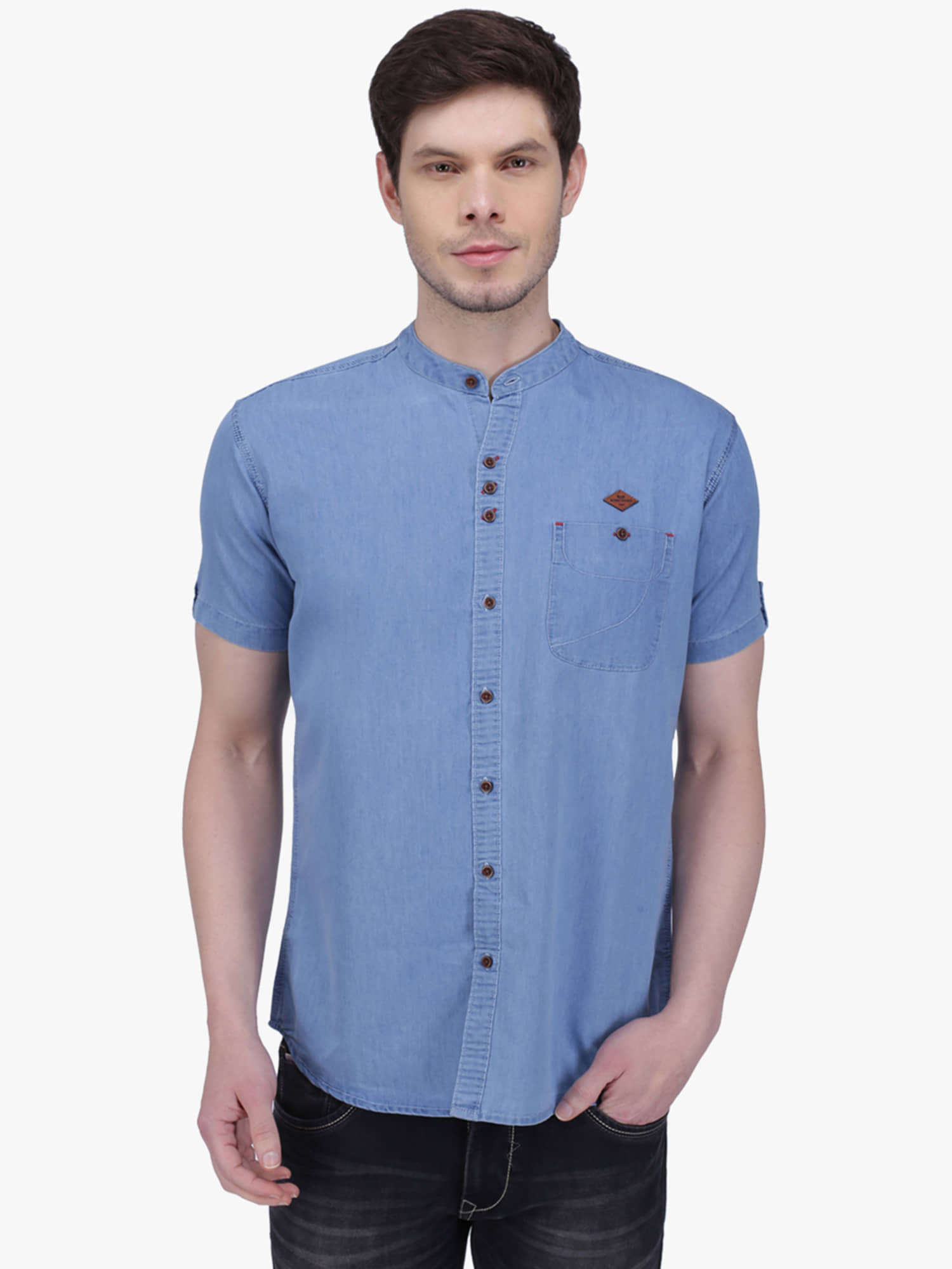 Kuons Avenue Denim Regular Fit Solids Half Sleeves Men's Casual Shirt - Light Blue ( Pack of 1 )