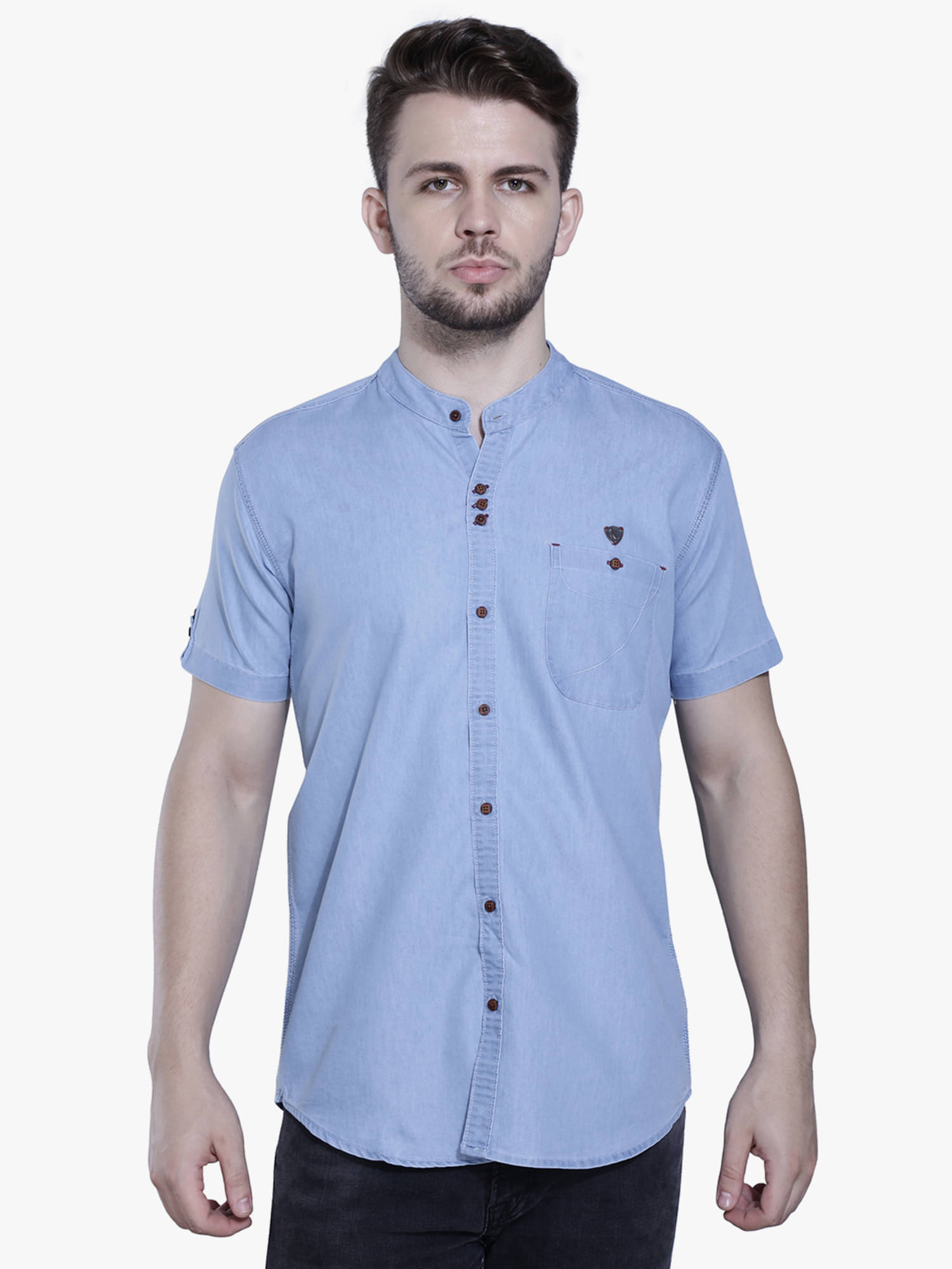     			Kuons Avenue Denim Regular Fit Solids Half Sleeves Men's Casual Shirt - Light Blue ( Pack of 1 )
