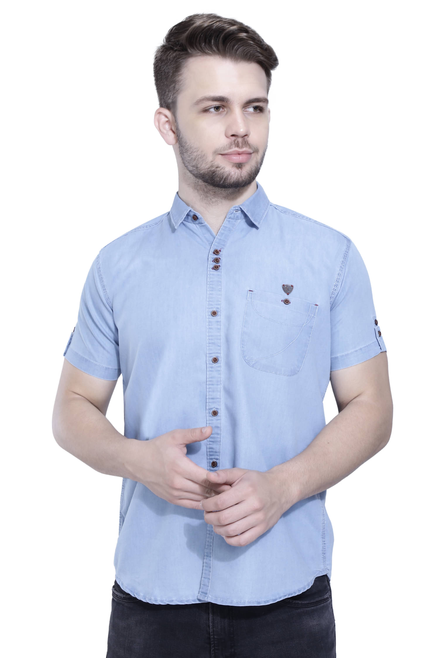     			Kuons Avenue Denim Regular Fit Solids Half Sleeves Men's Casual Shirt - Blue ( Pack of 1 )