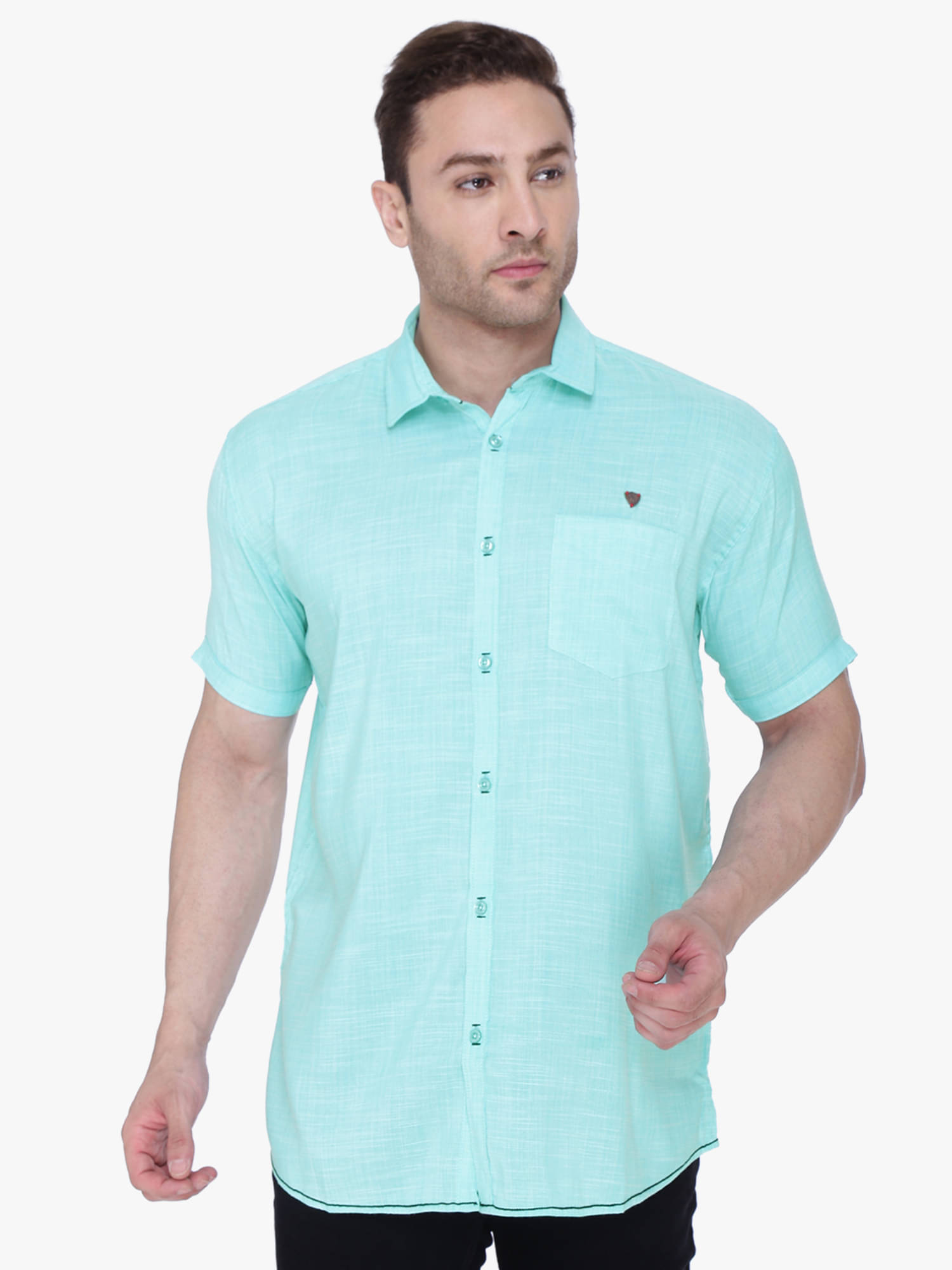     			Kuons Avenue Linen Regular Fit Solids Half Sleeves Men's Casual Shirt - Blue ( Pack of 1 )