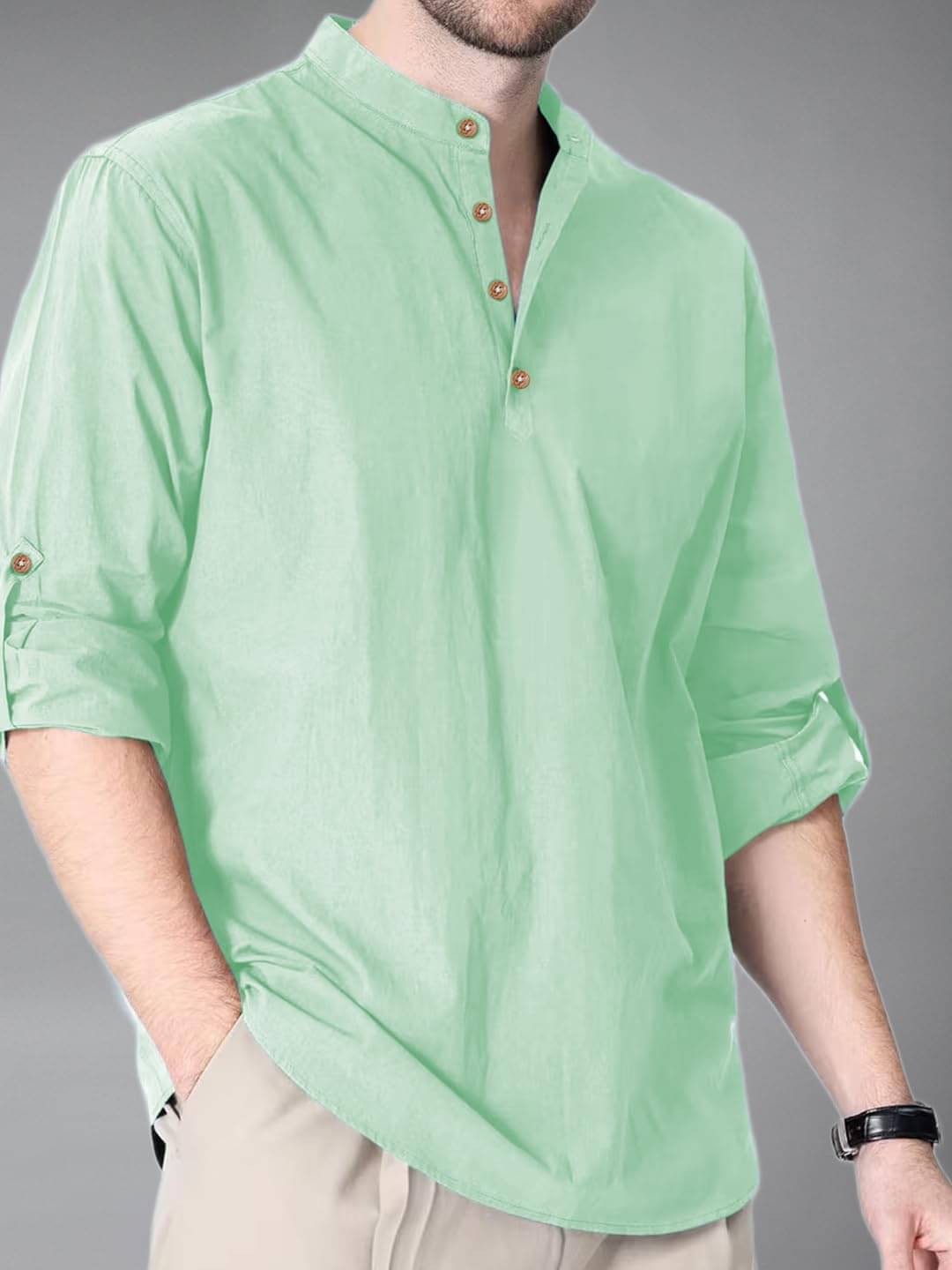     			LENIA Light Blue Blended Men's Regular Kurta ( Pack of 1 )