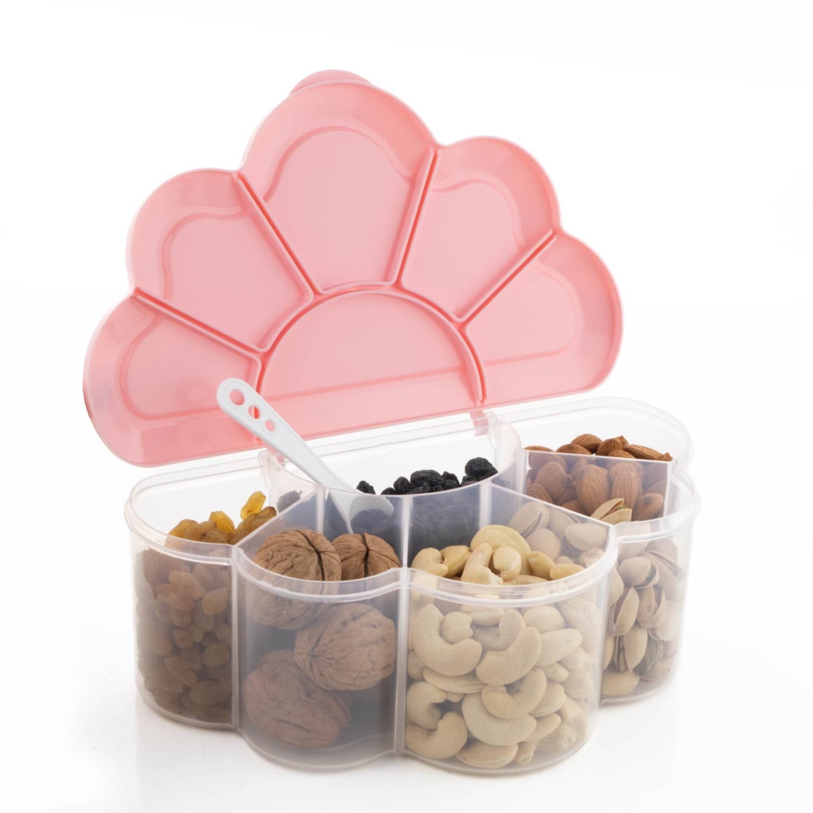 MAGICSPOON Dry Fruit Box Set Polyproplene Pink Multi-Purpose Container ( Set of 1 )