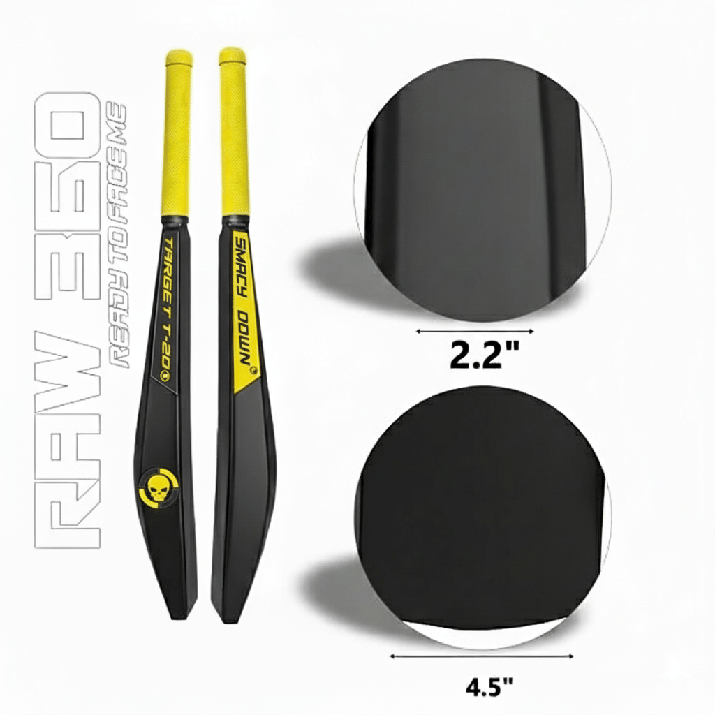     			MINESFIT Smasher Plastic Cricket Bat for Kids & Adults | Lightweight Durable & Sturdy Design | Unisez Hard PVC Cricket Bat with Anti-Slip Grip | Outdoor & Indoor Play | Color - Balck & Yellow
