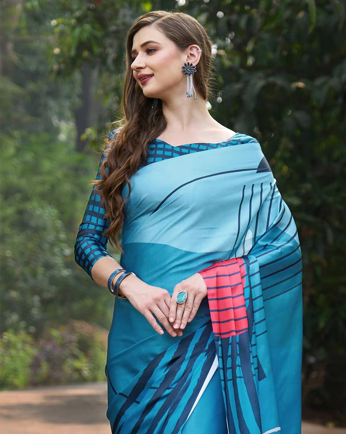     			Madhav Art Satin Printed Regular Saree With Unstitched Blouse Piece ( Multicolor 2 )