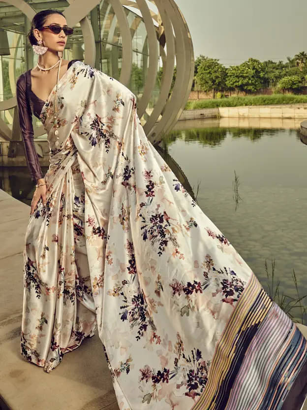 Madhav Art Satin Printed Regular Saree With Unstitched Blouse Piece ( Multicolor 6 ) Madhav Art Satin Printed Regular Saree With Unstitched Blouse Piece ( Multicolor 6 )