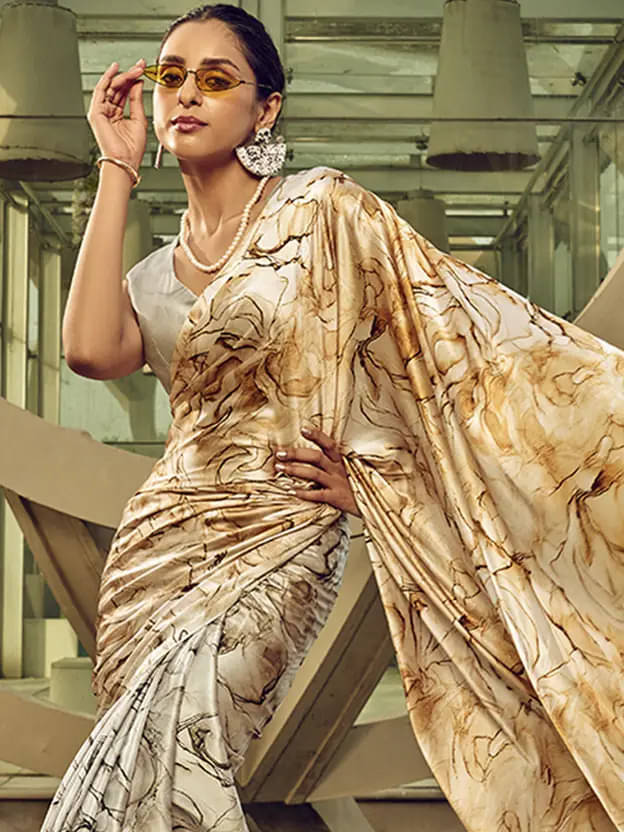Madhav Art Satin Printed Regular Saree With Unstitched Blouse Piece ( Multicolor 5 ) Madhav Art Satin Printed Regular Saree With Unstitched Blouse Piece ( Multicolor 5 )