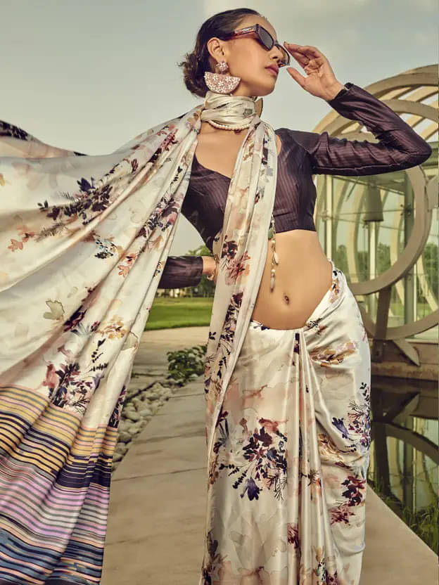     			Madhav Art Satin Printed Regular Saree With Unstitched Blouse Piece ( Multicolor 6 )