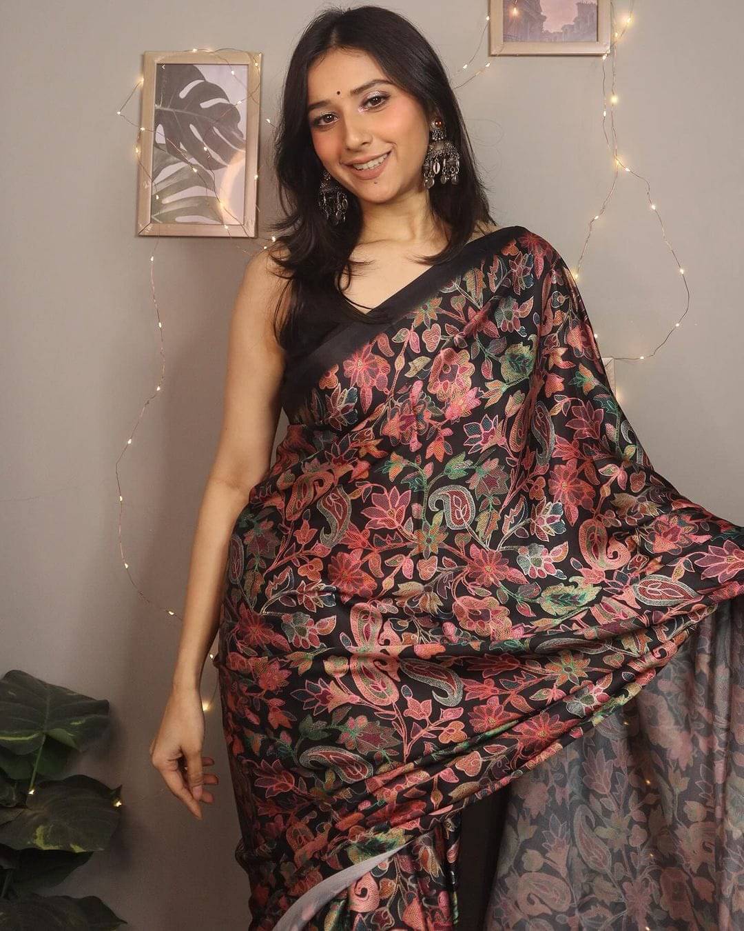 Madhav Art Satin Printed Regular Saree With Unstitched Blouse Piece ( Multicolor 4 ) Madhav Art Satin Printed Regular Saree With Unstitched Blouse Piece ( Multicolor 4 )