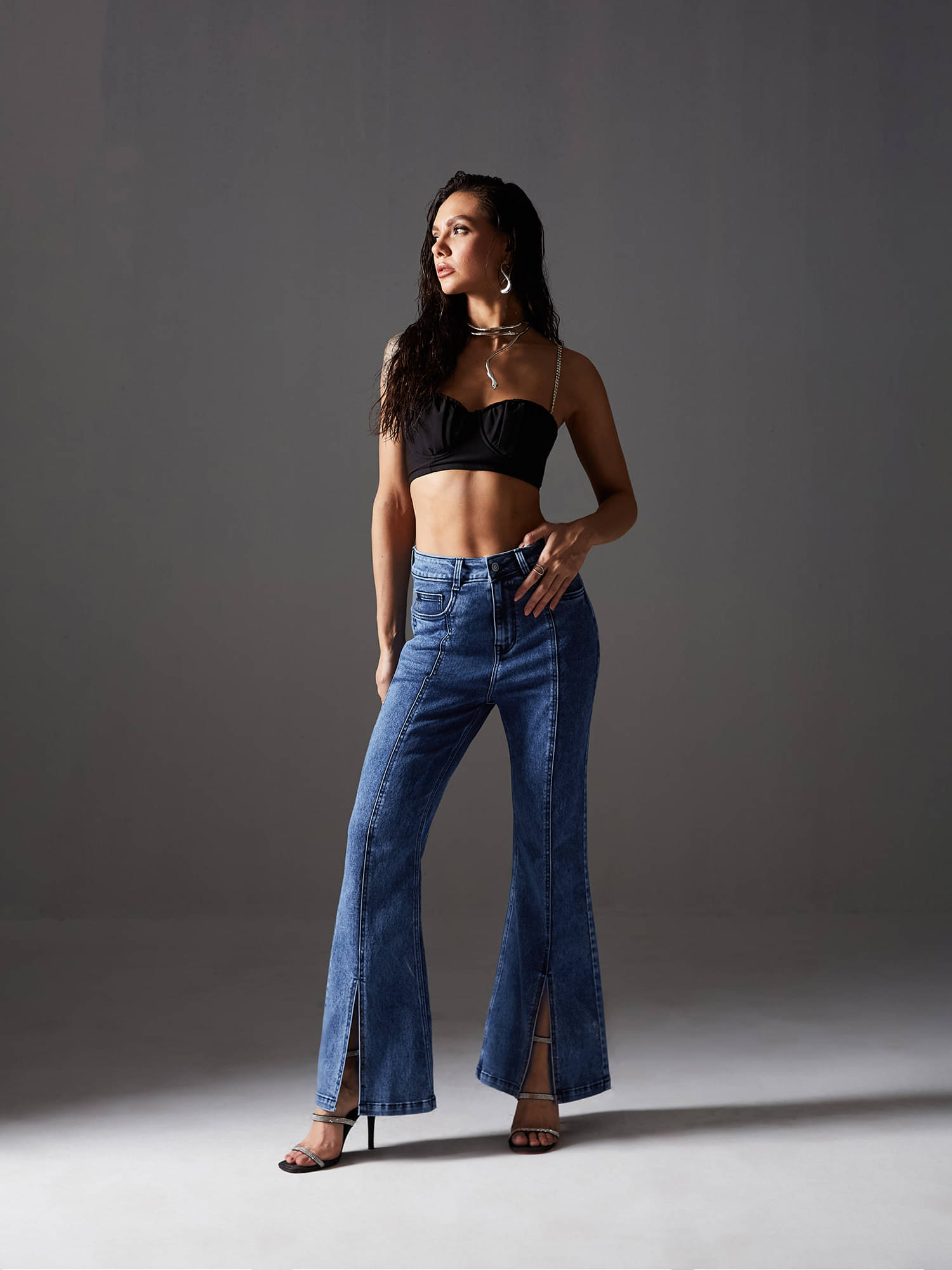     			Miss Chase Women's Bootcut High-Rise Jeans ( Navy Blue )