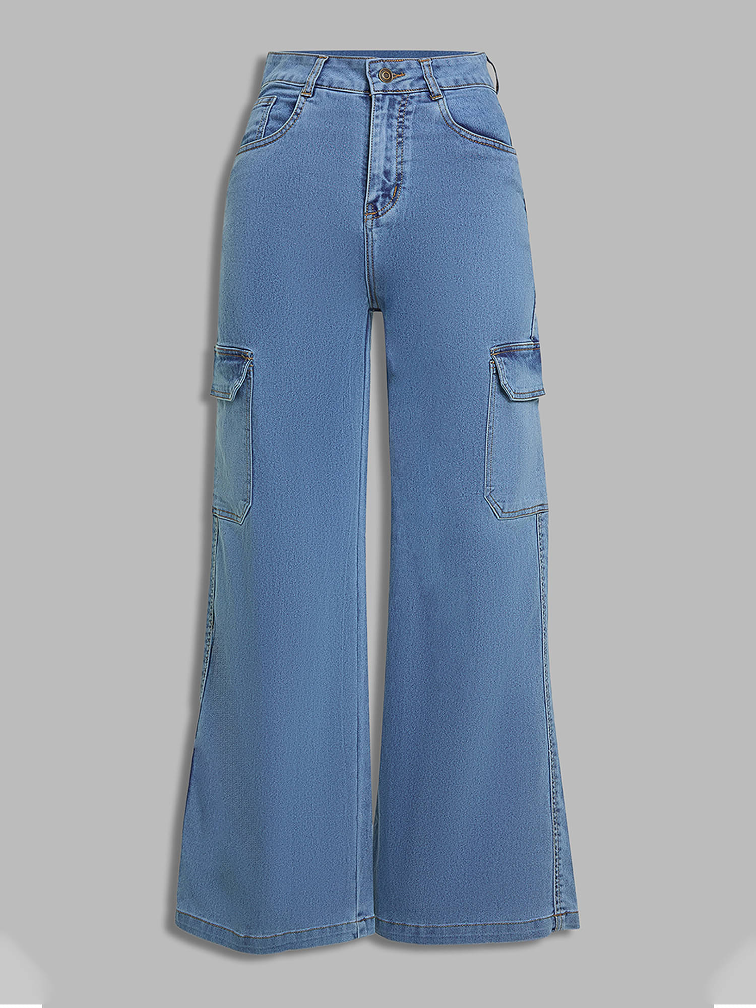     			Miss Chase Women's Wide Leg High-Rise Jeans ( Blue )