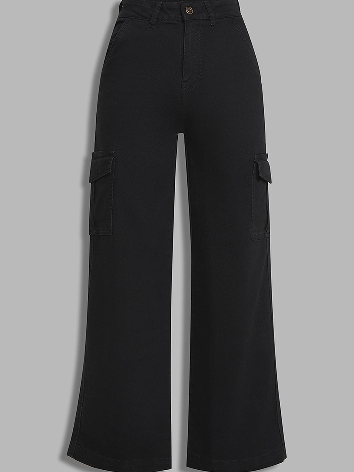     			Miss Chase Women's Wide Leg High-Rise Jeans ( Black )