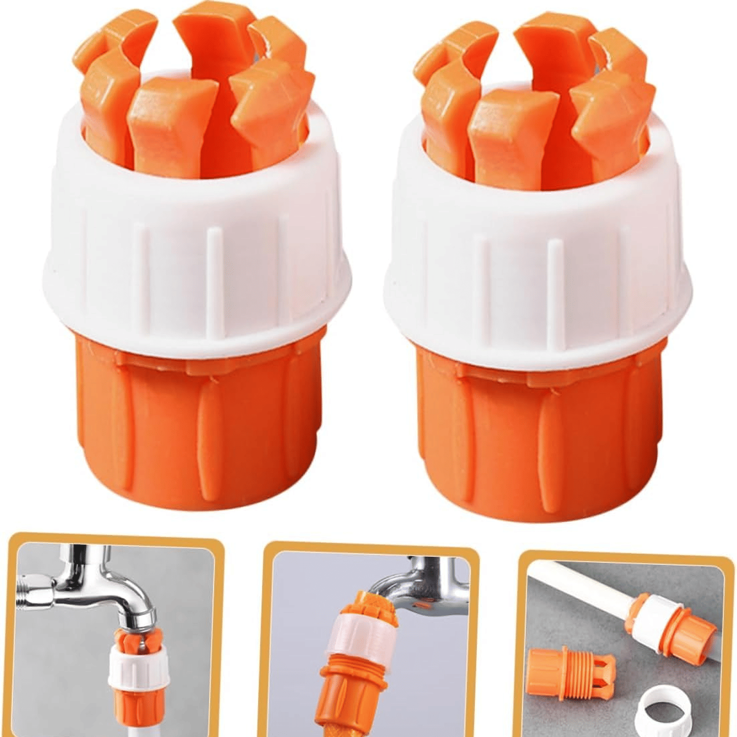     			Multifunction Faucet Pipe Connector Water Hose Pipe connector Leak-Free Connection Universal Fit for Kitchen, Garden, and Outdoor Use (Pack Of 2)