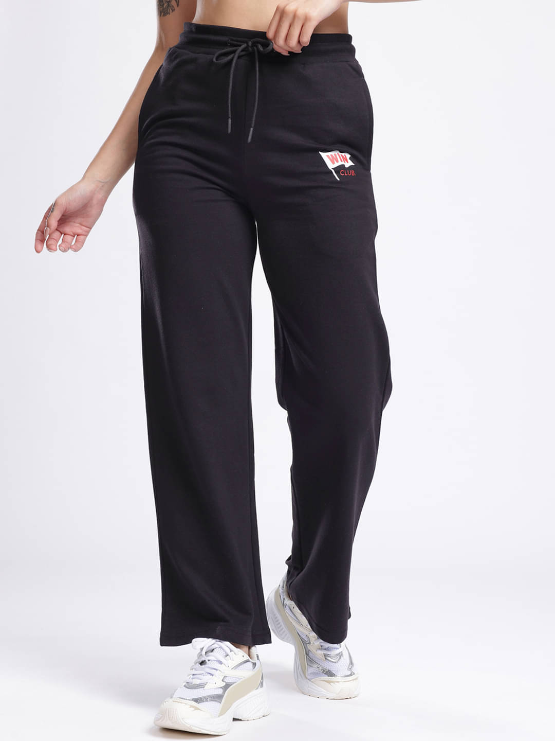     			Nyker Cotton Blend Solid Women Pyjama ( Black )