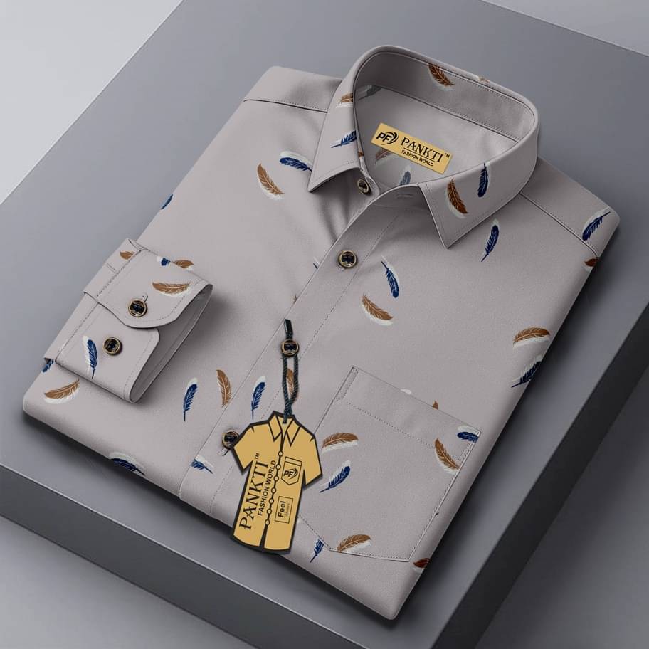 PANKTI FASHION 100% Cotton Regular Fit Printed Full Sleeves Men's Casual Shirt - Grey ( Pack of 1 ) PANKTI FASHION 100% Cotton Regular Fit Printed Full Sleeves Men's Casual Shirt - Grey ( Pack of 1 )