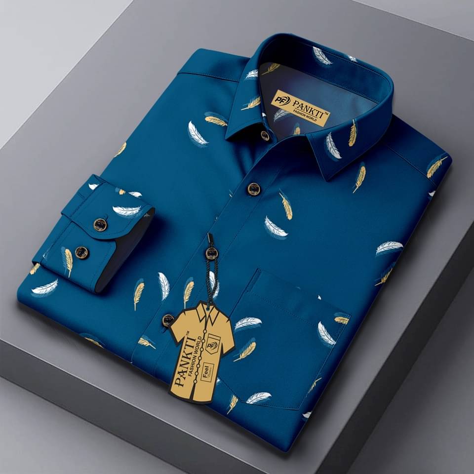     			PANKTI FASHION 100% Cotton Regular Fit Self Design Full Sleeves Men's Casual Shirt - Blue ( Pack of 1 )