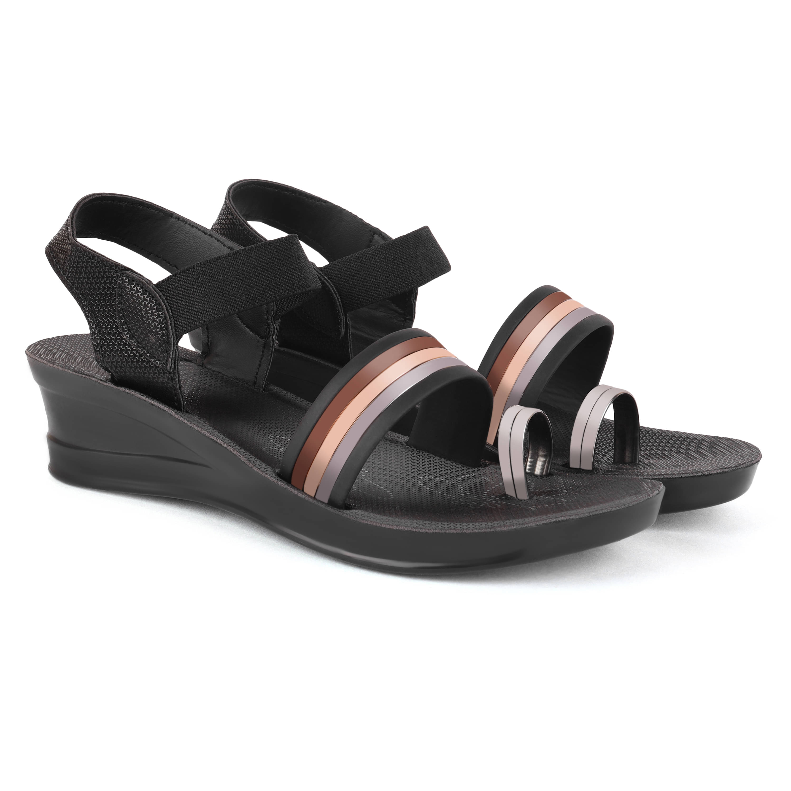     			PENNEN Black Women's Floater Sandals