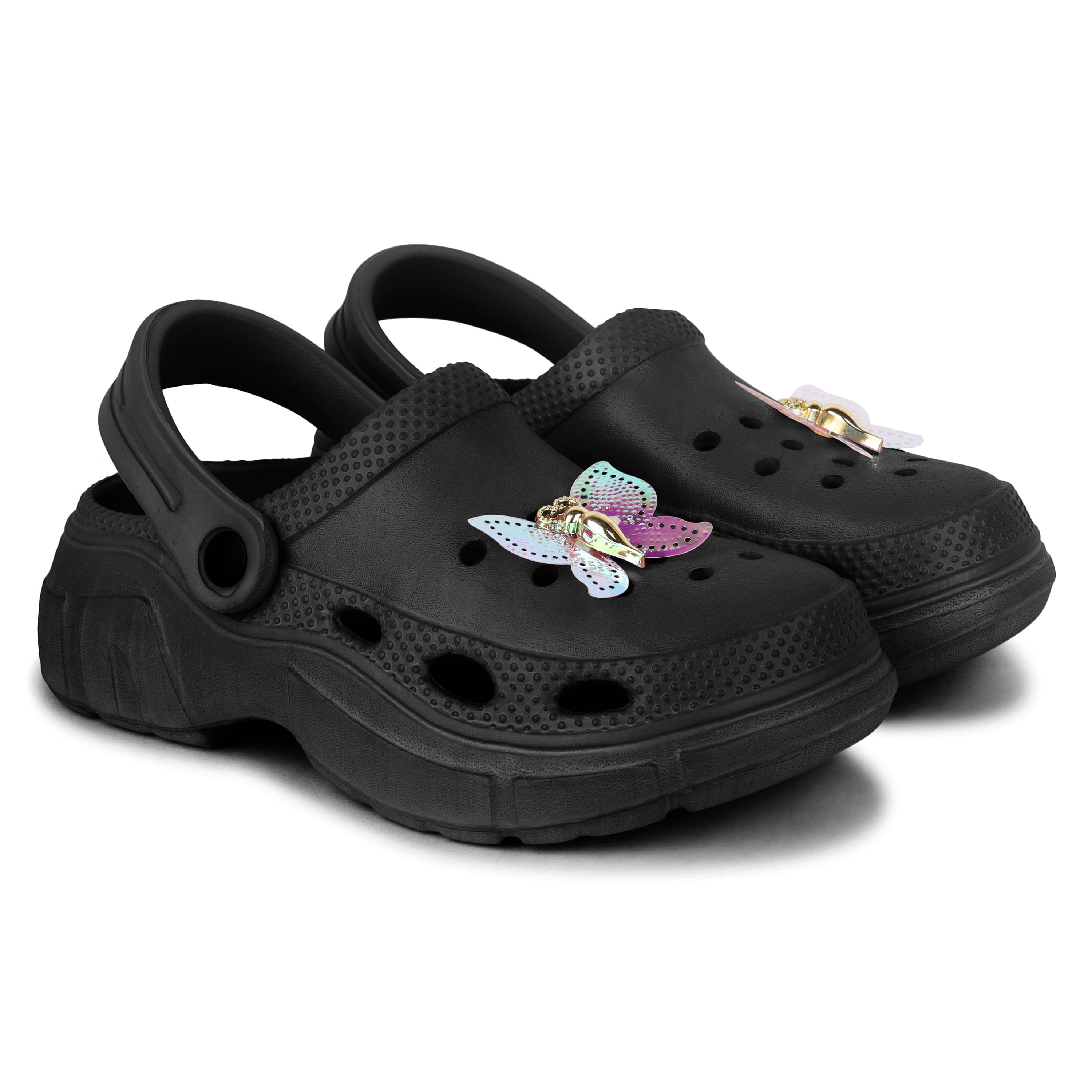 PENNEN Black Women's Floater Sandals     			PENNEN Black Women's Floater Sandals