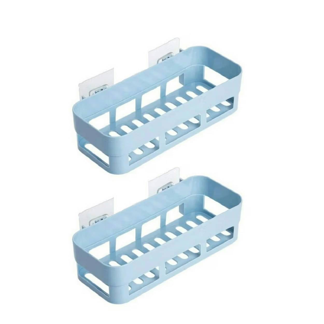 PRIMIYAR Self Adhesive Kichen Shelf Light Blue Plastic Storage Racks (Pack of 2)     			PRIMIYAR Self Adhesive Kichen Shelf Light Blue Plastic Storage Racks (Pack of 2)