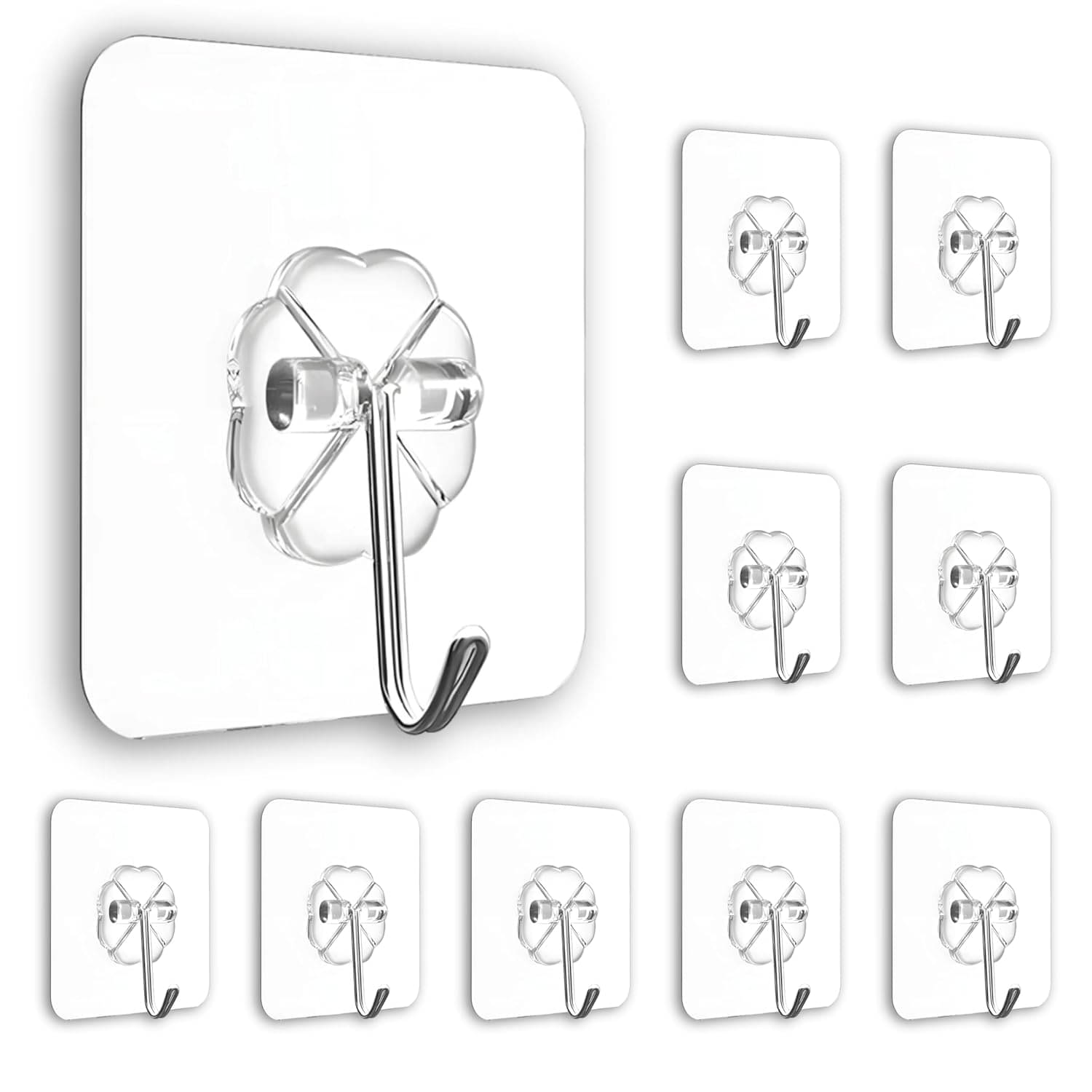     			PVC Wall Flower Hooks, Pack of 10, Transparent