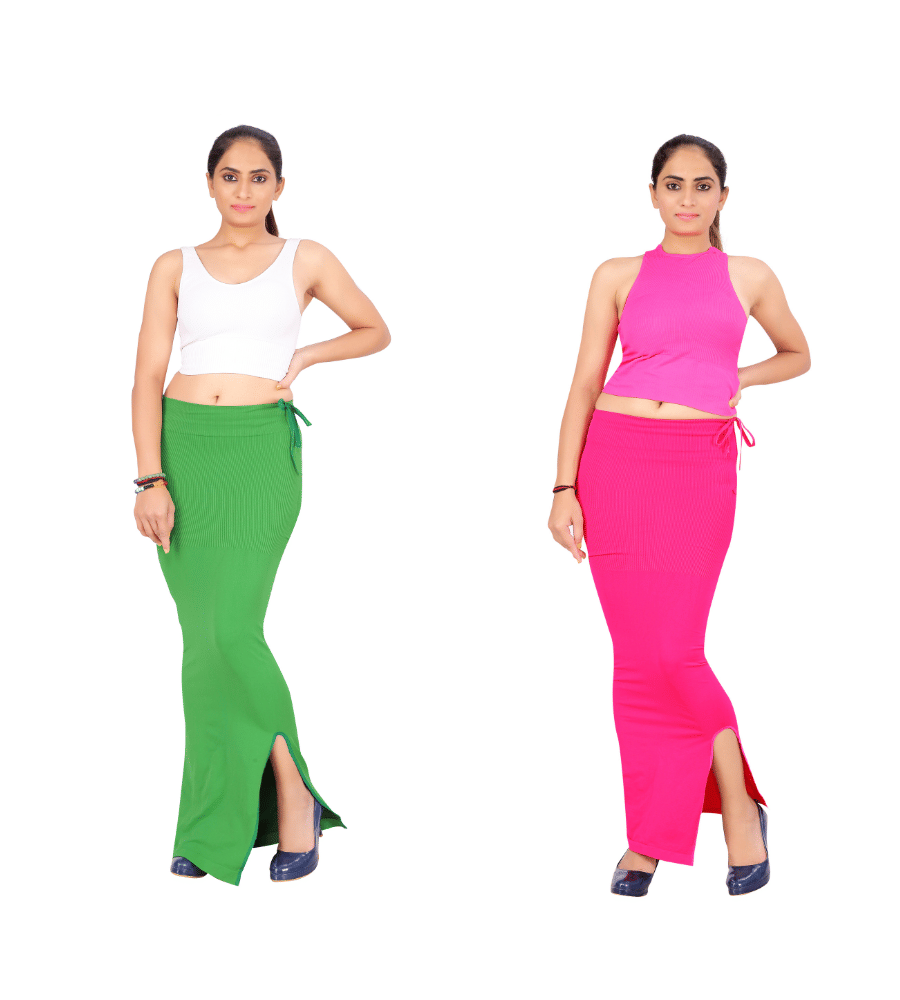 Pia Trends Women Cotton Blend Saree Shaper ( Green,Pink ) Pia Trends Women Cotton Blend Saree Shaper ( Green,Pink )