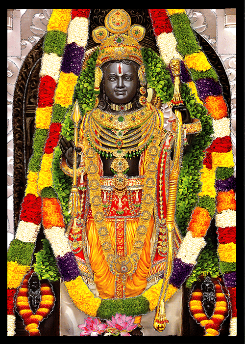     			RAMLALA AYODHYA MANDIR Sparkled Laminated Photo 8 (Width) x 11 (Length) inch on Wooden Base With Back Support & Wall Hanging Mount