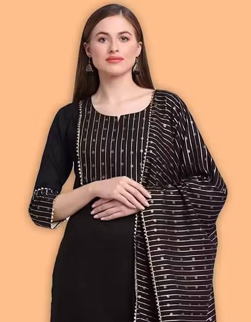 RPD FASHIOB Women Cotton Printed Straight Kurti With Pants ( Black )     			RPD FASHIOB Women Cotton Printed Straight Kurti With Pants ( Black )