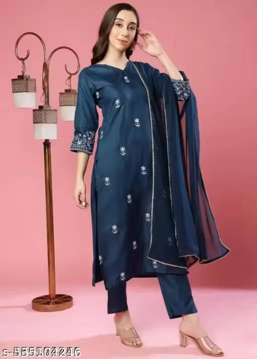     			RPD FASHIOB Women Cotton Printed Straight Kurti With Pants ( Blue )