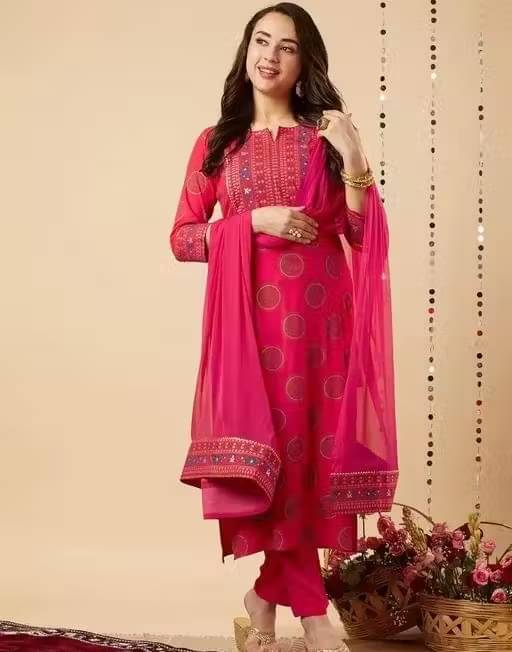     			RPD FASHIOB Women Cotton Printed Straight Kurti With Pants ( Pink )