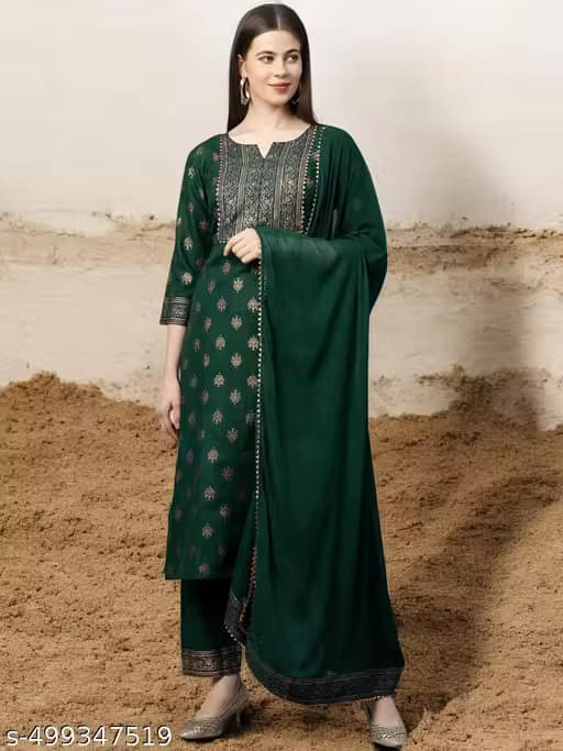     			RPD FASHIOB Women Cotton Printed Straight Kurti With Pants ( Green )