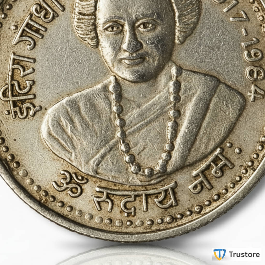     			✨ Rare 5 Rupees 1917-84 ✨ Indira Gandhi Front Facing  ⭐ India Old Coin ⭐ EX- Rare | Trustore Exclusive ⭐