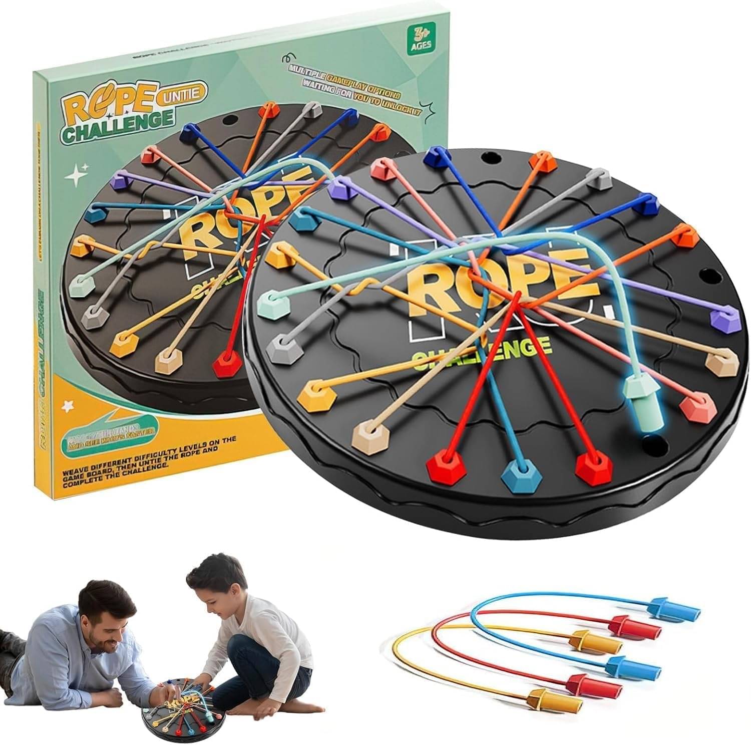     			Rope Unite Challenge Puzzle Game | Brain-Boosting String Weaving Board | STEM Toy for Kids & Family Fun | Ages 3+
