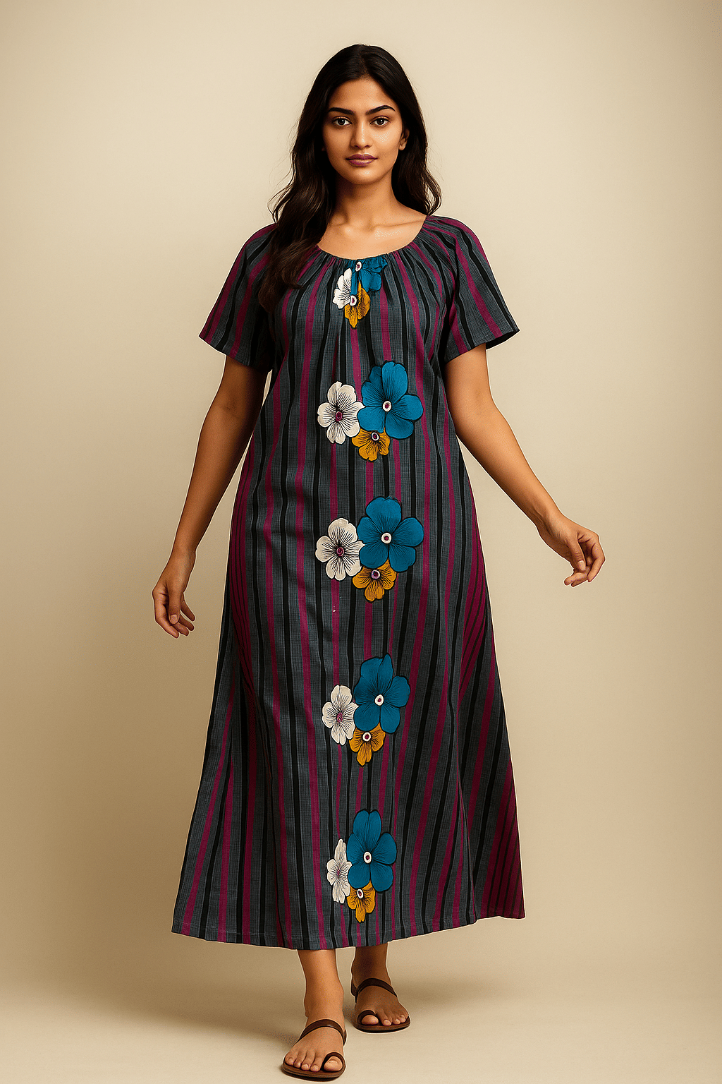     			SUCHITRA STORE Cotton Printed Women Regular Nighty ( Purple )