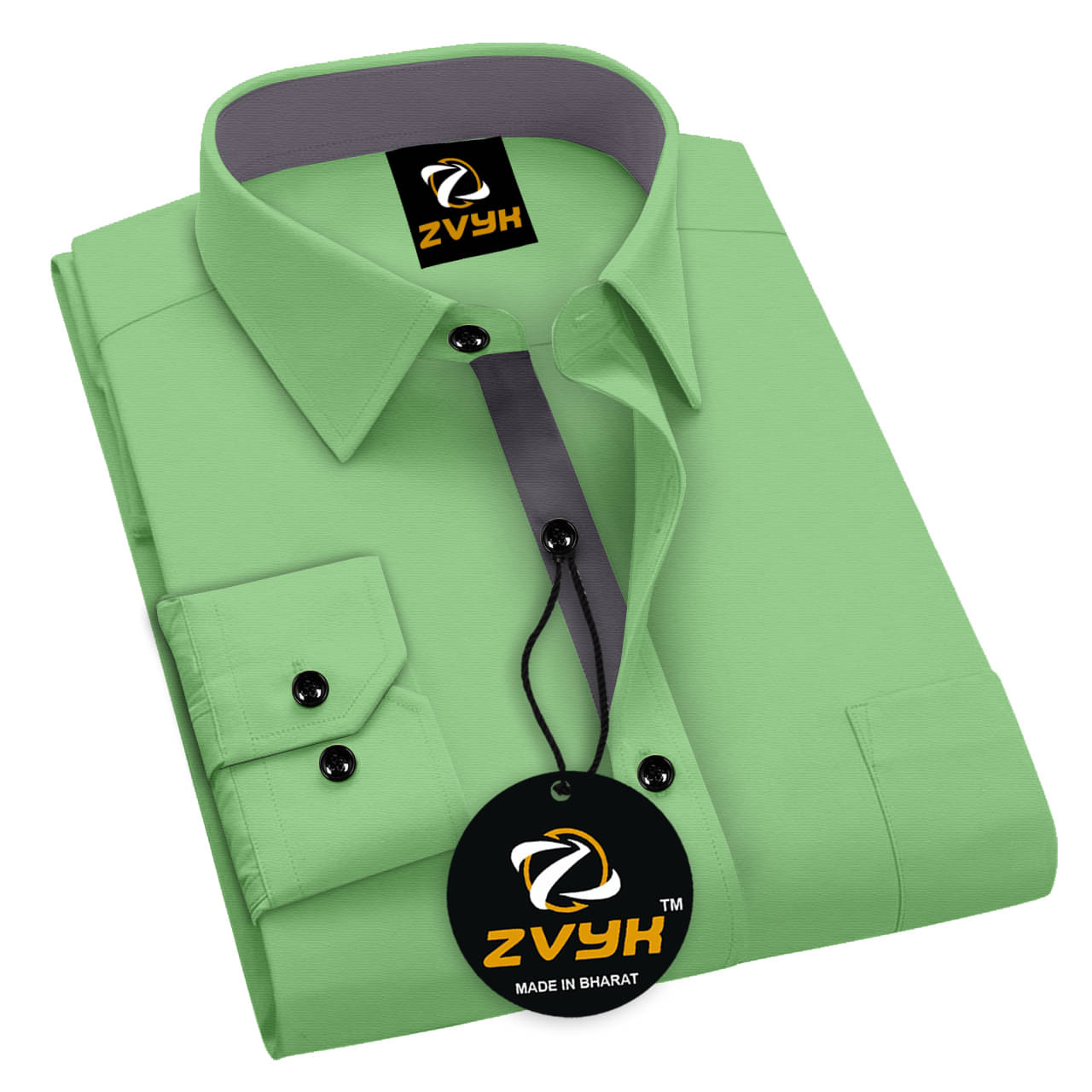     			Sangani Cotton Blend Regular Fit Solids Full Sleeves Men's Casual Shirt - Light Green ( Pack of 1 )