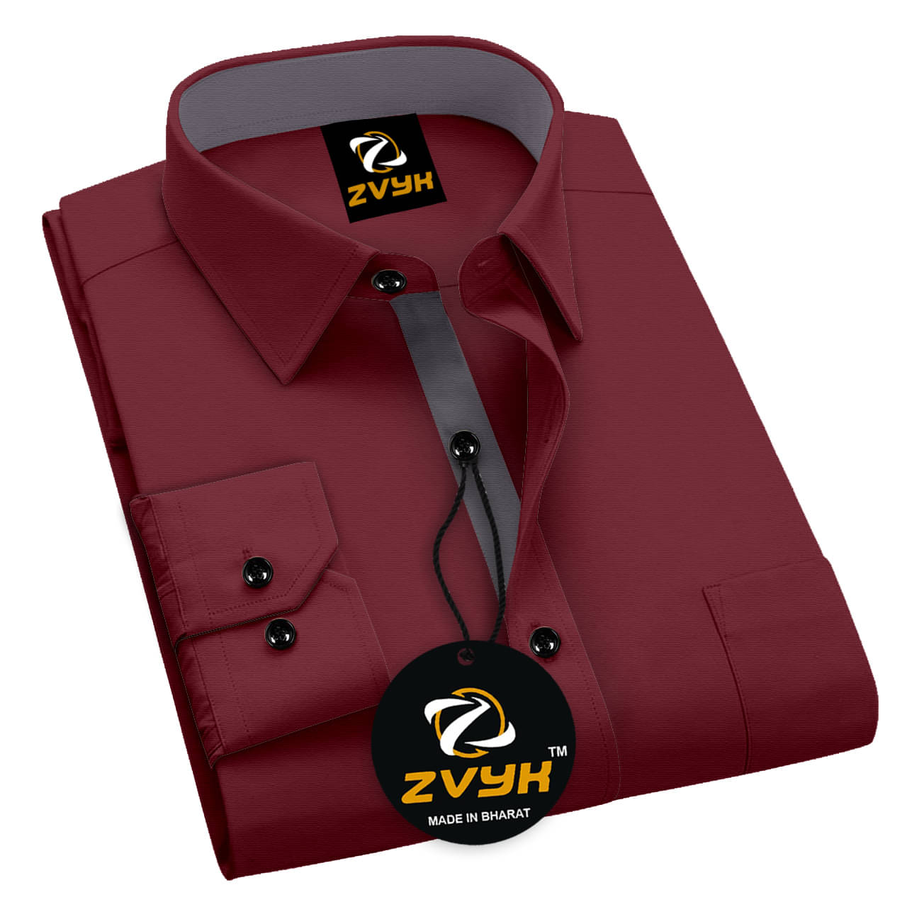     			Sangani Cotton Blend Regular Fit Solids Full Sleeves Men's Casual Shirt - Maroon ( Pack of 1 )